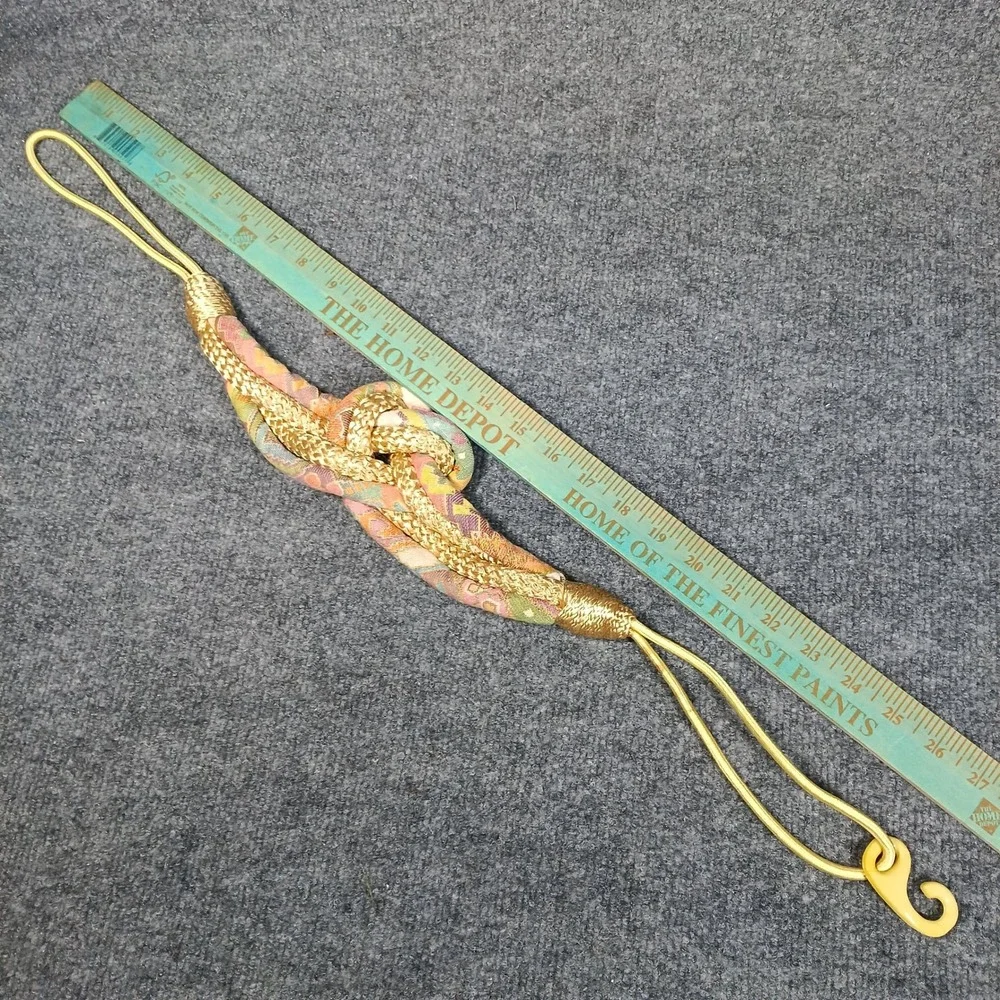 Rope Knot Belt Women OS Gold Multi Fabric Cinch Statement Cottage 80s